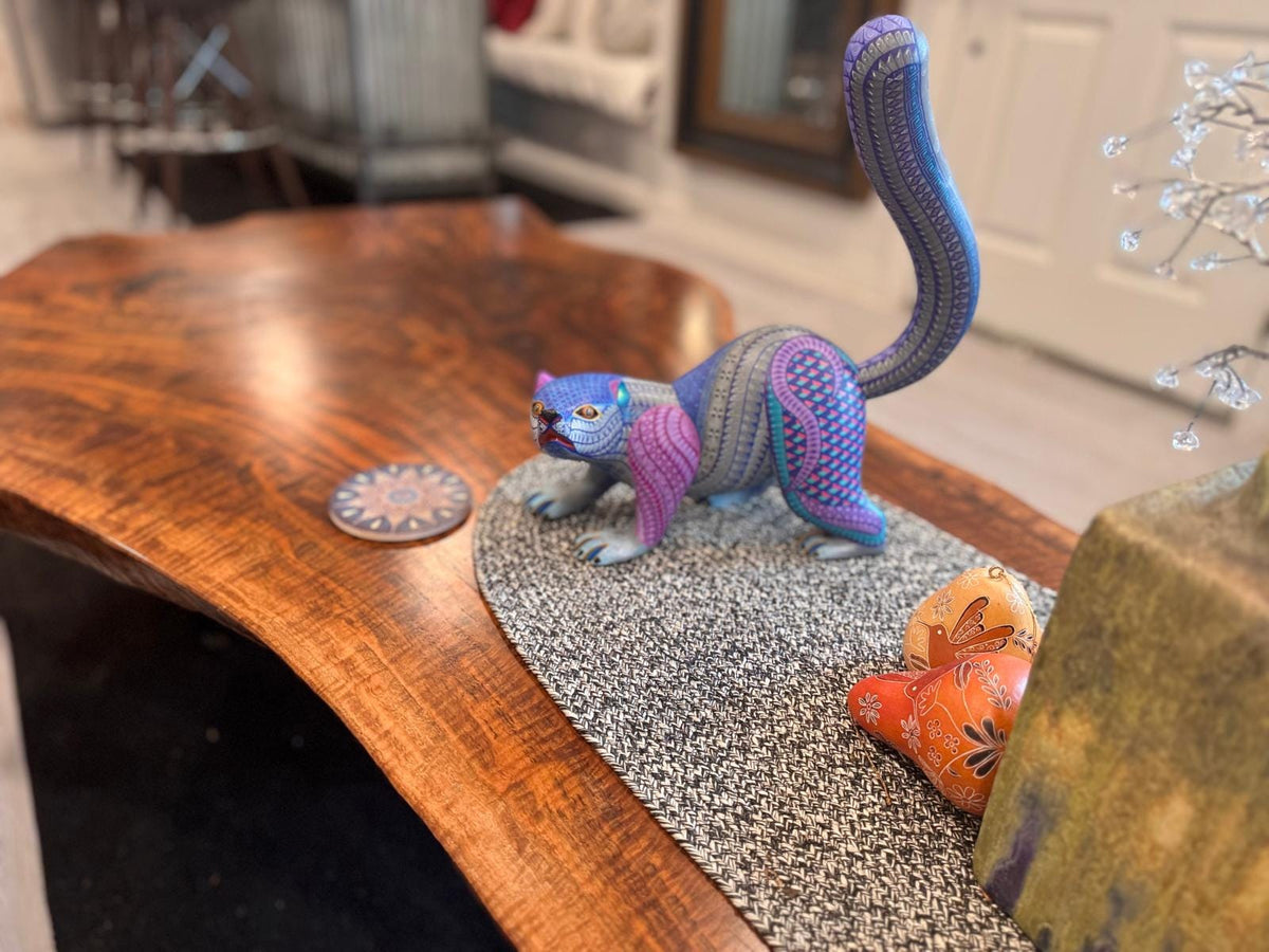 Coati Alebrije is Genuine Mexican Folk Art | Vibrant Handcraftsmanship on this Oaxacan Wood Carving is Superb, Collectible Home Decor