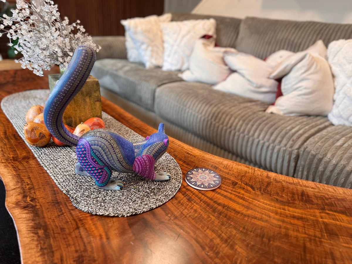 Coati Alebrije is Genuine Mexican Folk Art | Vibrant Handcraftsmanship on this Oaxacan Wood Carving is Superb, Collectible Home Decor