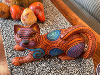 Cat Alebrije is Genuine Mexican Folk Art | Vibrant Handcraftsmanship on this Oaxacan Wood Carving is Superb, Collectible Home Decor