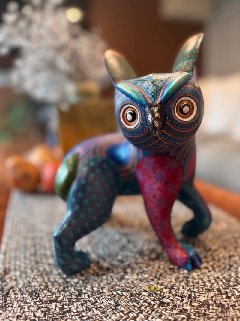 Fusion Owl Alebrije Figurine, Handmade Home Decor, Folk Art from Oaxaca Mexico, Original Wood Sculpture, Unique Fusion Statue Gift
