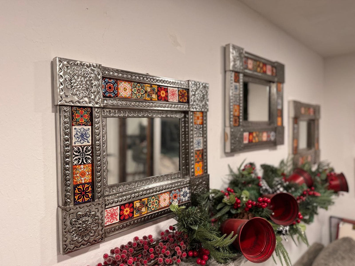 Talavera Tile & Punched Tin Mirror | Indoor Decor