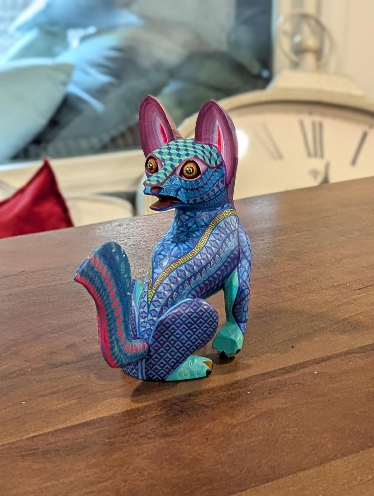 Fox Alebrije is Genuine Mexican Folk Art | Vibrant Handcraftsmanship on this Oaxacan Wood Carving is Superb, Collectible Home Decor