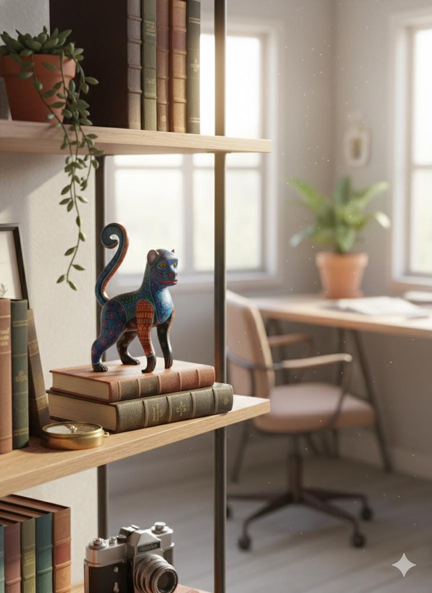 Monkey Alebrije is Genuine Mexican Folk Art | Vibrant Handcraftsmanship on this Oaxacan Wood Carving is Superb, Collectible Home Decor