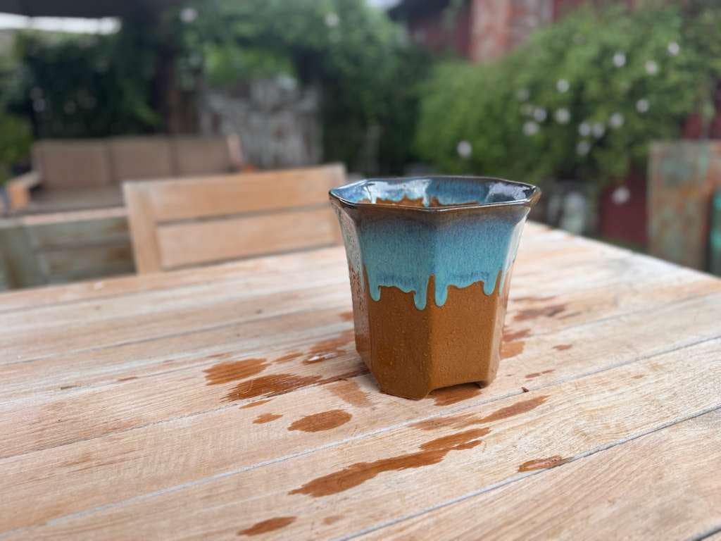 Glazed Flower Pot | Hexagonal Ceramic Planter Handmade in Mexico for Outdoor Garden Decor, or Indoor Home Decor