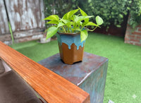 Glazed Flower Pot | Hexagonal Ceramic Planter Handmade in Mexico for Outdoor Garden Decor, or Indoor Home Decor