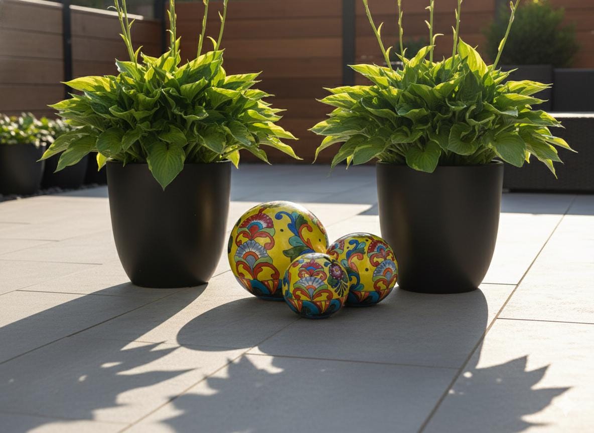 Talavera Garden Spheres: Handmade Mexican Yard Art Decor, Set of 3