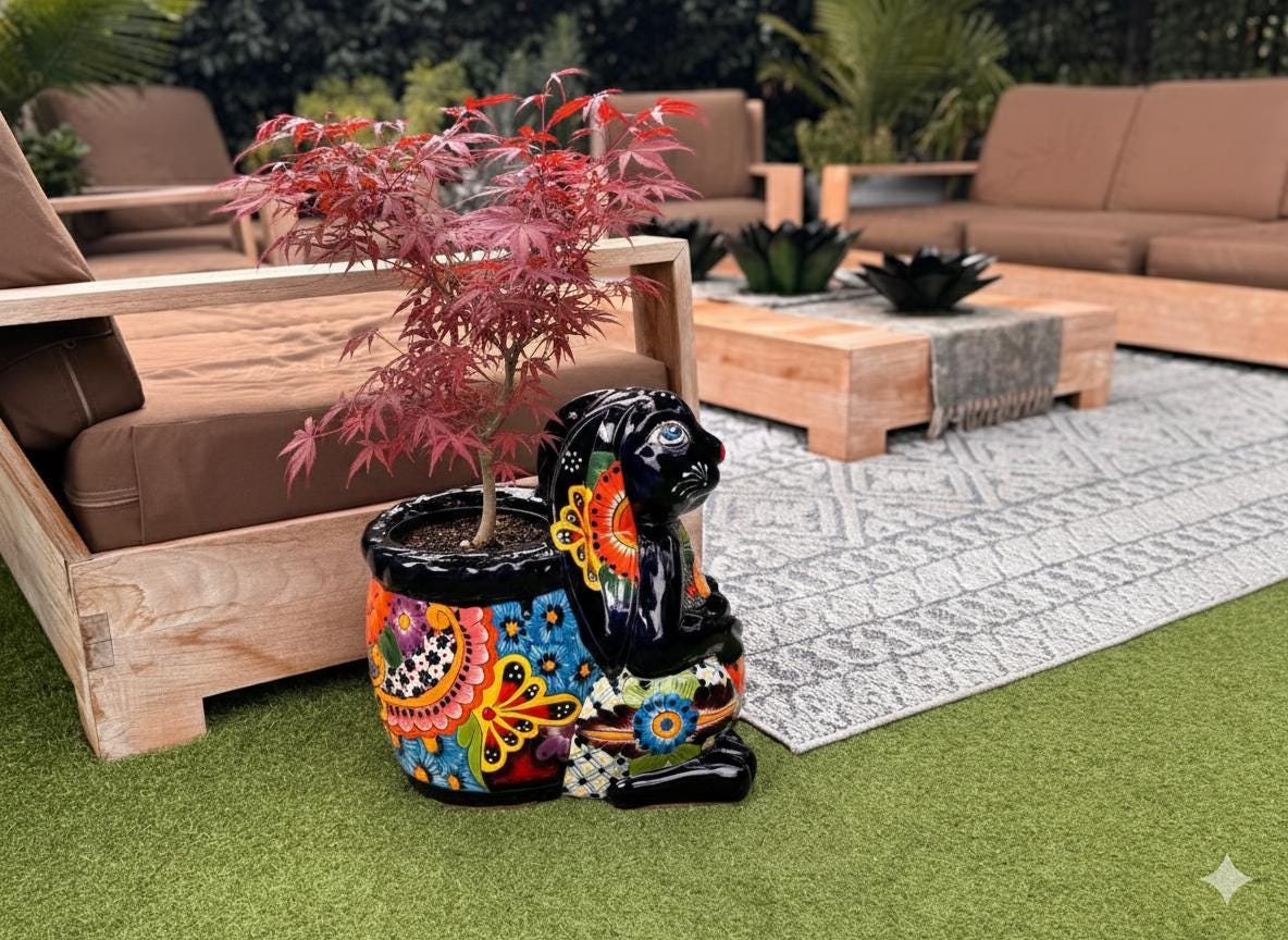 Talavera Rabbit Planter: Handmade Mexican Garden Decor