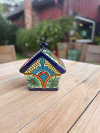 Ceramic Bird Feeder Talavera Pottery, Decorative Outdoor Hanging Feeder Station, Handmade Mexican Pottery Attract Wild Birds