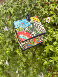 Ceramic Bird Feeder Talavera Pottery, Decorative Outdoor Hanging Feeder Station, Handmade Mexican Pottery Attract Wild Birds