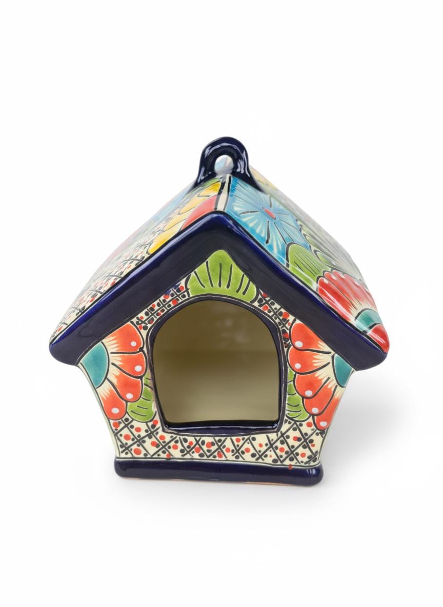 Ceramic Bird Feeder Talavera Pottery, Decorative Outdoor Hanging Feeder Station, Handmade Mexican Pottery Attract Wild Birds