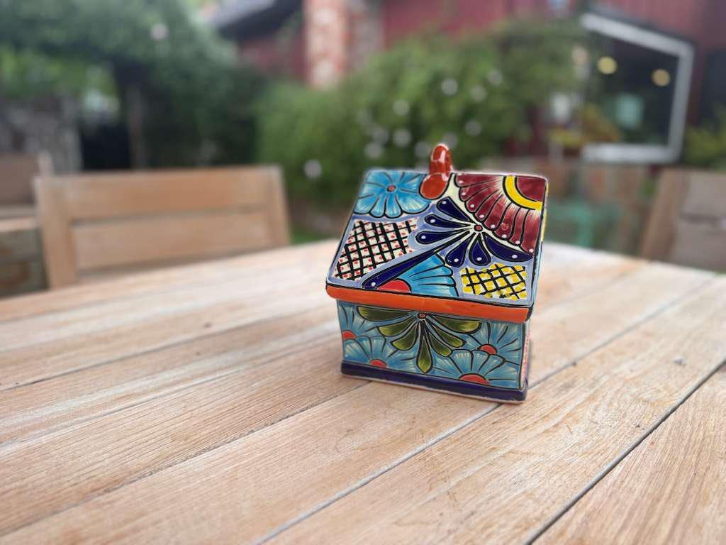 Ceramic Bird Feeder Talavera Pottery, Decorative Outdoor Hanging Feeder Station, Handmade Mexican Pottery Attract Wild Birds