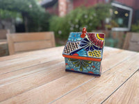 Ceramic Bird Feeder Talavera Pottery, Decorative Outdoor Hanging Feeder Station, Handmade Mexican Pottery Attract Wild Birds