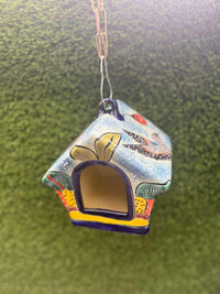 Ceramic Bird Feeder Talavera Pottery, Decorative Outdoor Hanging Feeder Station, Handmade Mexican Pottery Attract Wild Birds