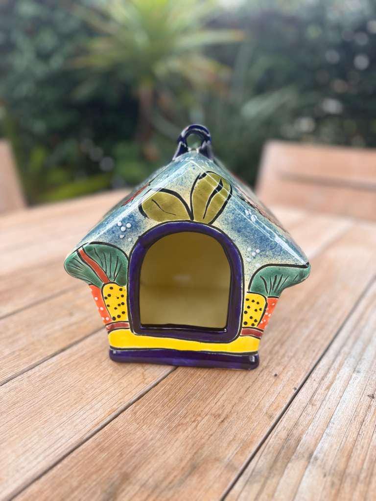 Ceramic Bird Feeder Talavera Pottery, Decorative Outdoor Hanging Feeder Station, Handmade Mexican Pottery Attract Wild Birds