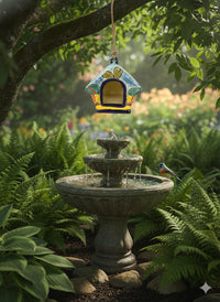 Ceramic Bird Feeder Talavera Pottery, Decorative Outdoor Hanging Feeder Station, Handmade Mexican Pottery Attract Wild Birds