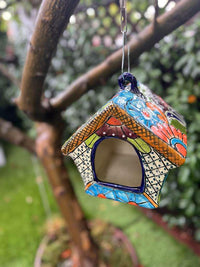 Ceramic Bird Feeder Talavera Pottery, Decorative Outdoor Hanging Feeder Station, Handmade Mexican Pottery Attract Wild Birds