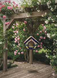 Ceramic Bird Feeder Talavera Pottery, Decorative Outdoor Hanging Feeder Station, Handmade Mexican Pottery Attract Wild Birds