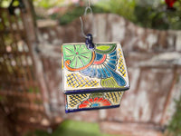 Ceramic Bird Feeder Talavera Pottery, Decorative Outdoor Hanging Feeder Station, Handmade Mexican Pottery Attract Wild Birds