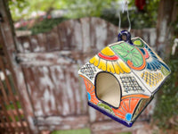 Ceramic Bird Feeder Talavera Pottery, Decorative Outdoor Hanging Feeder Station, Handmade Mexican Pottery Attract Wild Birds