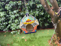 Ceramic Bird Feeder Talavera Pottery, Decorative Outdoor Hanging Feeder Station, Handmade Mexican Pottery Attract Wild Birds