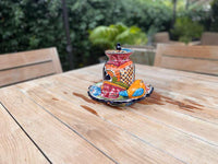 Ceramic Bird Feeder Talavera Pottery, Decorative Outdoor Hanging Feeder Station with Chain, Handmade Mexican Pottery Attract Wild Birds