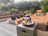 Ceramic Bird Feeder Talavera Pottery, Decorative Outdoor Hanging Feeder Station with Chain, Handmade Mexican Pottery Attract Wild Birds