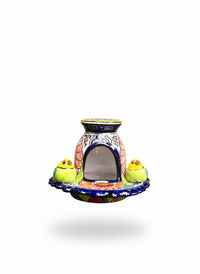 Ceramic Bird Feeder Talavera Pottery, Decorative Outdoor Hanging Feeder Station with Chain, Handmade Mexican Pottery Attract Wild Birds