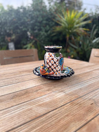 Ceramic Bird Feeder Talavera Pottery, Decorative Outdoor Hanging Feeder Station with Chain, Handmade Mexican Pottery Attract Wild Birds