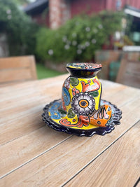 Ceramic Bird Feeder Talavera Pottery, Decorative Outdoor Hanging Feeder Station with Chain, Handmade Mexican Pottery Attract Wild Birds