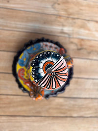 Ceramic Bird Feeder Talavera Pottery, Decorative Outdoor Hanging Feeder Station with Chain, Handmade Mexican Pottery Attract Wild Birds