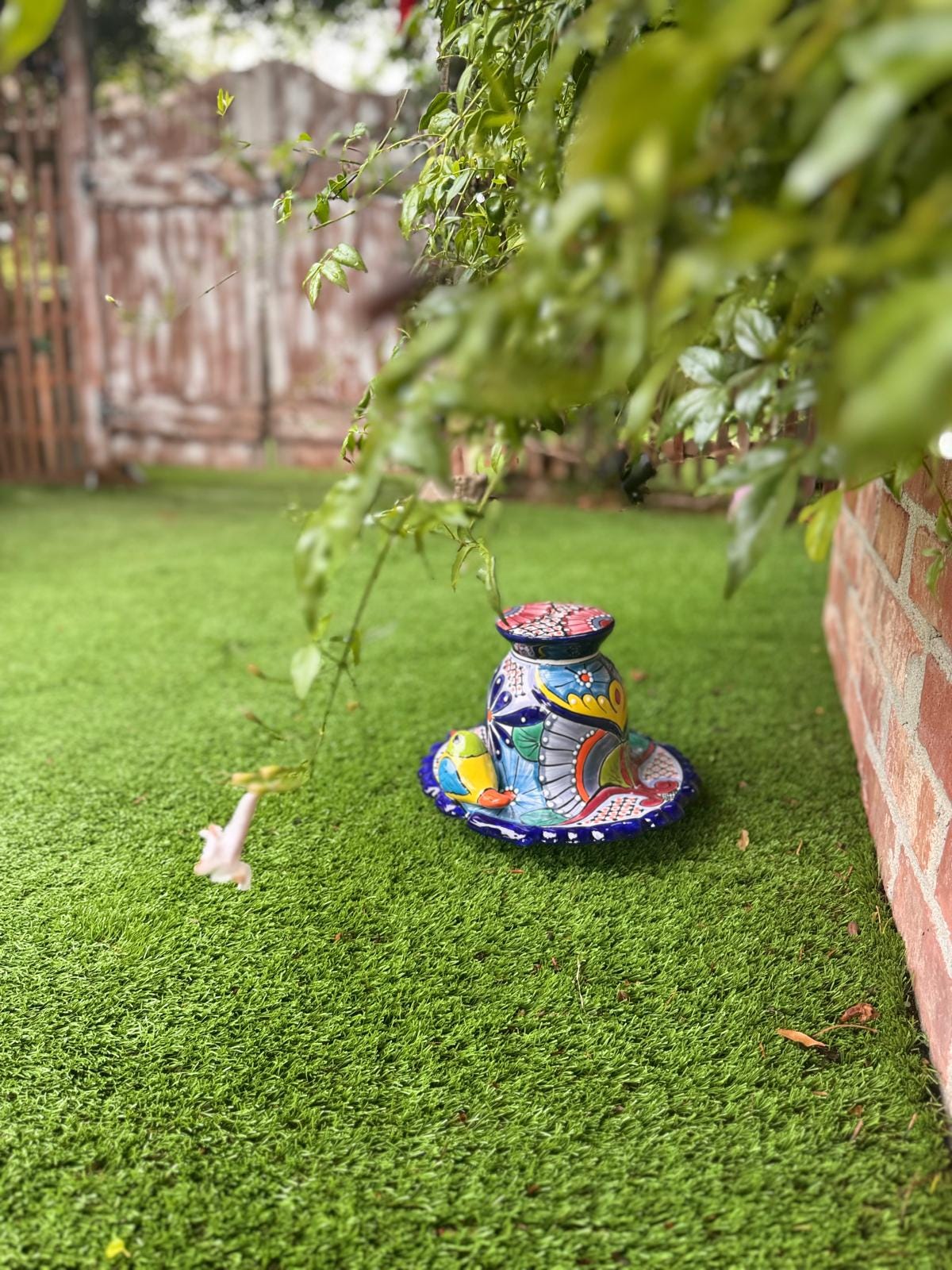 Ceramic Bird Feeder Talavera Pottery, Decorative Outdoor Hanging Feeder Station with Chain, Handmade Mexican Pottery Attract Wild Birds