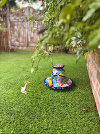 Ceramic Bird Feeder Talavera Pottery, Decorative Outdoor Hanging Feeder Station with Chain, Handmade Mexican Pottery Attract Wild Birds