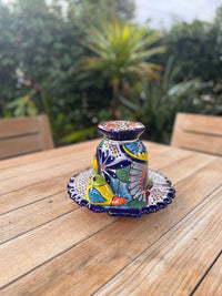 Ceramic Bird Feeder Talavera Pottery, Decorative Outdoor Hanging Feeder Station with Chain, Handmade Mexican Pottery Attract Wild Birds