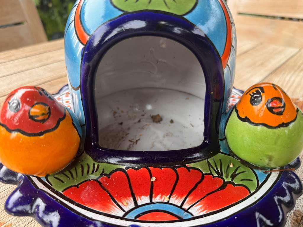 Ceramic Bird Feeder Talavera Pottery, Decorative Outdoor Hanging Feeder Station with Chain, Handmade Mexican Pottery Attract Wild Birds