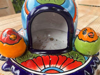 Ceramic Bird Feeder Talavera Pottery, Decorative Outdoor Hanging Feeder Station with Chain, Handmade Mexican Pottery Attract Wild Birds