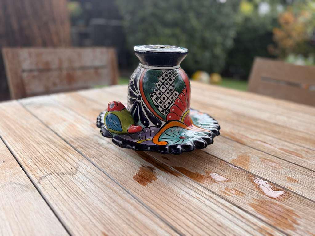 Ceramic Bird Feeder Talavera Pottery, Decorative Outdoor Hanging Feeder Station with Chain, Handmade Mexican Pottery Attract Wild Birds