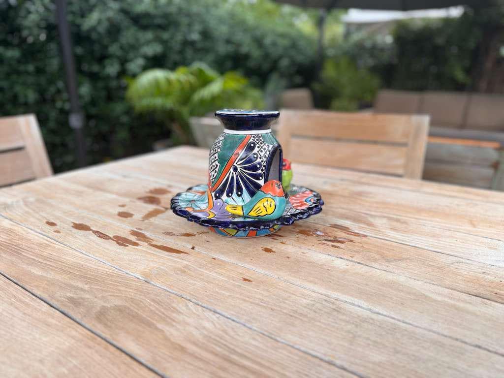 Ceramic Bird Feeder Talavera Pottery, Decorative Outdoor Hanging Feeder Station with Chain, Handmade Mexican Pottery Attract Wild Birds