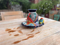 Ceramic Bird Feeder Talavera Pottery, Decorative Outdoor Hanging Feeder Station with Chain, Handmade Mexican Pottery Attract Wild Birds