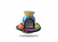 Ceramic Bird Feeder Talavera Pottery, Decorative Outdoor Hanging Feeder Station with Chain, Handmade Mexican Pottery Attract Wild Birds