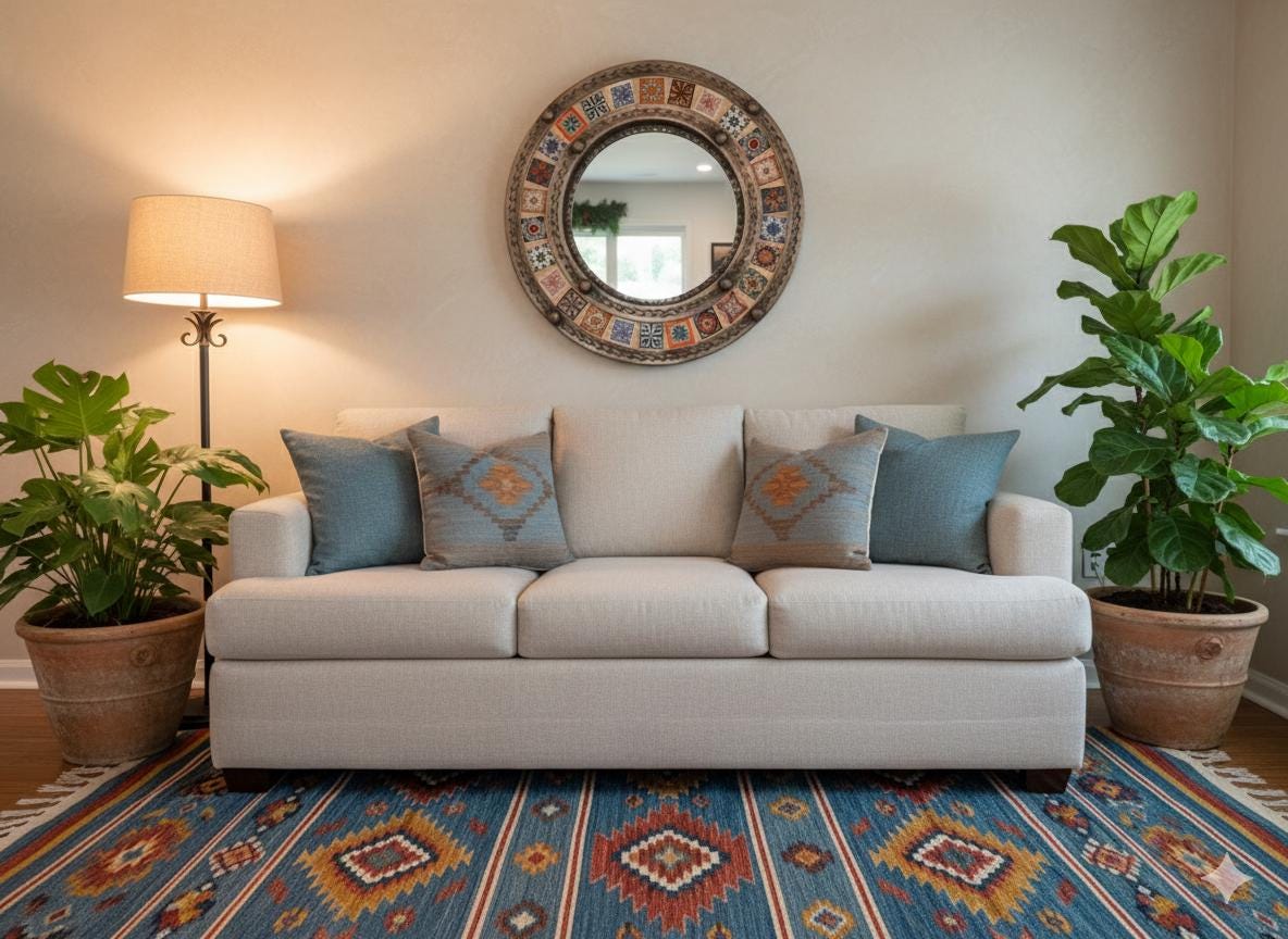 Talavera Tile & Punched Tin Mirror | Indoor Mexican Decor