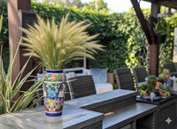 Ceramic Talavera Vase is Exquisite Handmade Mexican Pottery | Decorative &quot;Marisela&quot; Floral Vase is Gorgeous Home Decor & Centerpiece