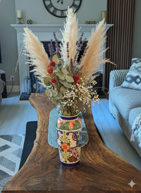 Ceramic Talavera Vase is Exquisite Handmade Mexican Pottery | Decorative &quot;Marisela&quot; Floral Vase is Gorgeous Home Decor & Centerpiece