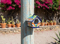 Ceramic Bird Feeder Talavera Pottery, Decorative Outdoor Hanging Feeder Station, Handmade Mexican Pottery Attract Wild Birds