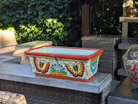 Window Box Planter is Handmade Talavera Mexican Pottery with a Butterflies Motif