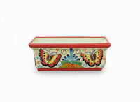 Window Box Planter is Handmade Talavera Mexican Pottery with a Butterflies Motif