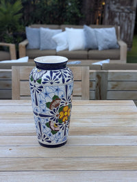 Ceramic Talavera Vase is Exquisite Handmade Mexican Pottery | Decorative Flower Vase is Gorgeous Centerpiece for Home Decor or Yard Decor