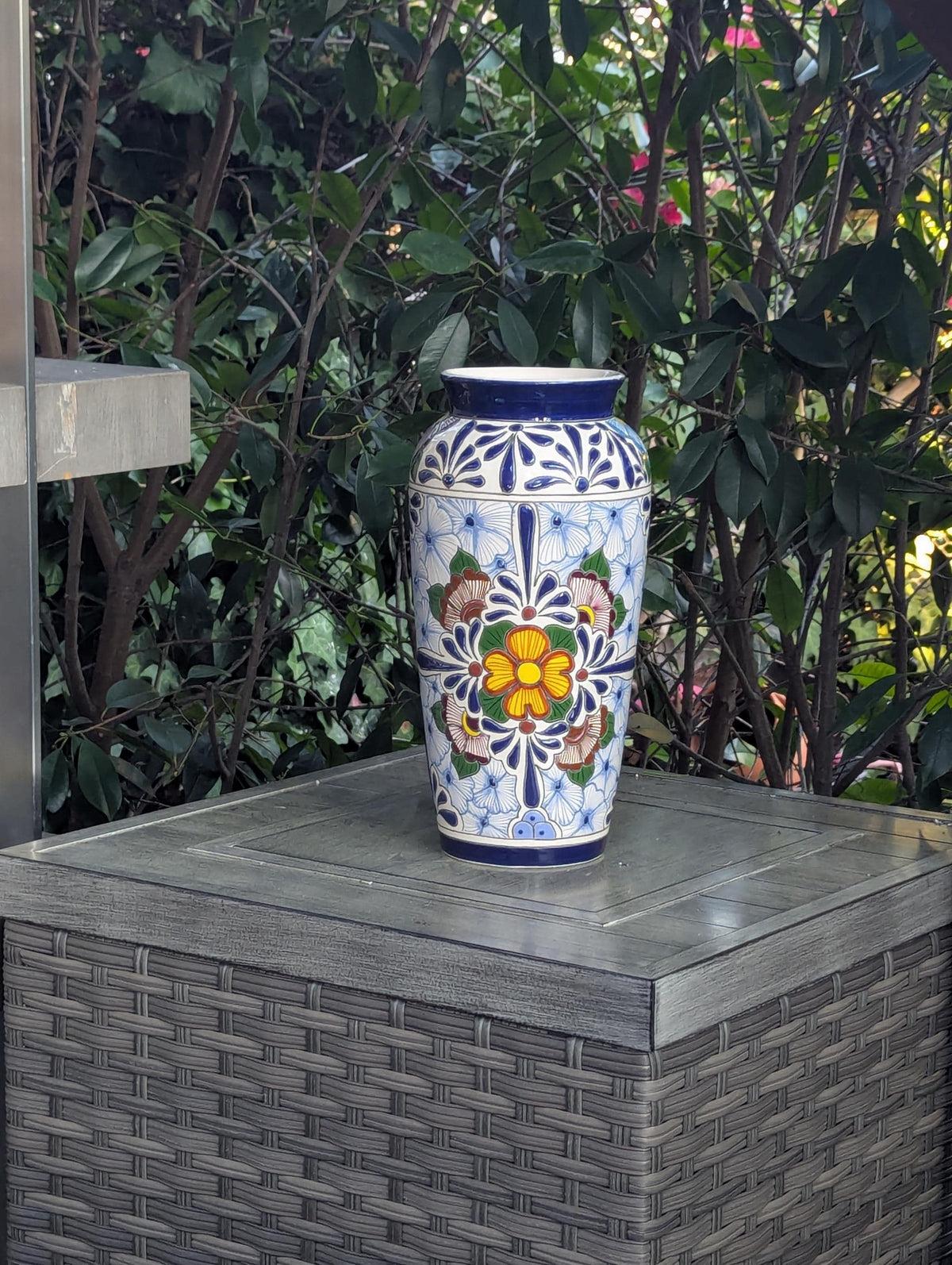Ceramic Talavera Vase is Exquisite Handmade Mexican Pottery | Decorative Flower Vase is Gorgeous Centerpiece for Home Decor or Yard Decor