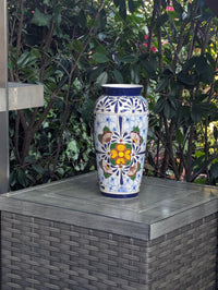 Ceramic Talavera Vase is Exquisite Handmade Mexican Pottery | Decorative Flower Vase is Gorgeous Centerpiece for Home Decor or Yard Decor