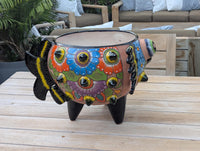 Hand-Painted Talavera Blowfish Planter: Mexican Pottery Garden Decor