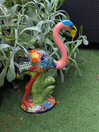 Pink Flamingo Garden Decor is Ceramic Mexican Talavera Pottery & Yard Art from luv2brd.com